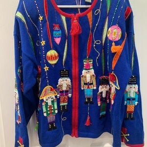 Festive Blue Embroidered Cardigan
